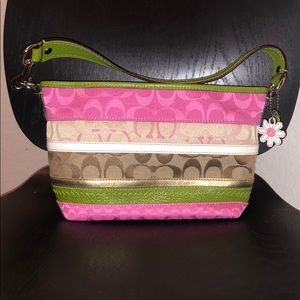 Pink and green coach purse Clearance
